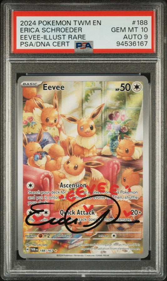 PSA 10 Eevee 188/167 Sv06: Twilight Masquerade Holo/Sign Erica Schroeder