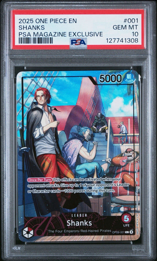 One Piece Shanks Leader Promo Card PSA Magazine Exclusive, OP09-001 PSA 10 💎