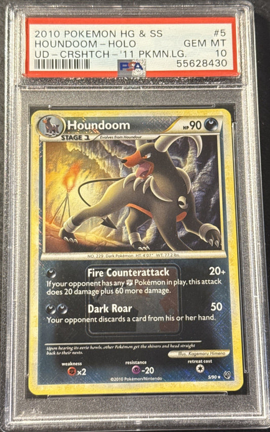 Pokemon Houndoom Holo Crosshatch UD Pokemon League 2010 Promo #5 PSA 10 Gem Mint